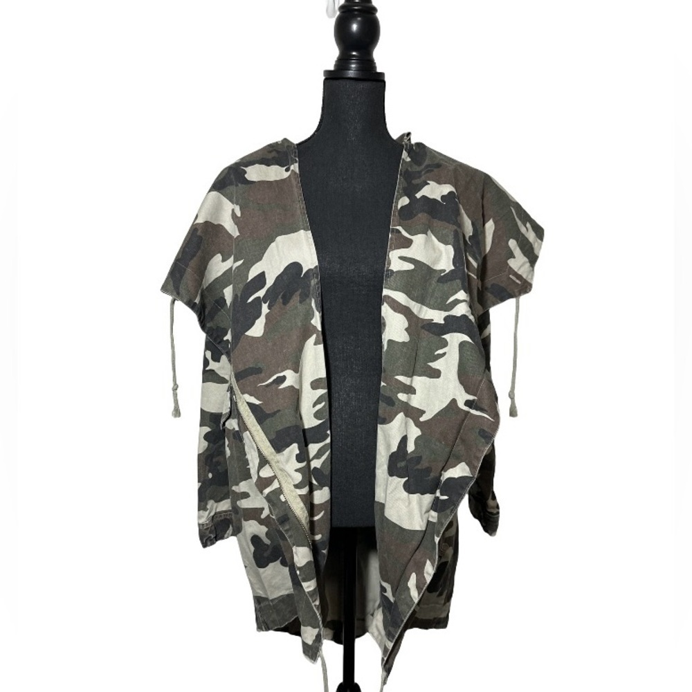 Camouflage Hooded Zip Front Utility Cargo Jacket Size Med NWT Military Outerwear - Picture 3 of 8